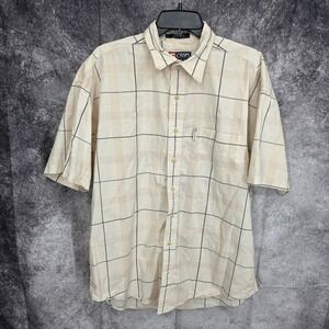 CHAPS Ralph Lauren Shirt Mens L Plaid Short‎ Sleeve Button Up